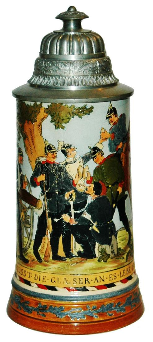 HR Drinking Soldiers Stein w Fancy Pewter Lid (1 of 4)