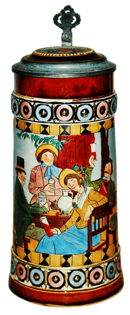 Couples at Table Scene JW Remy Etched Stein (1 of 4)