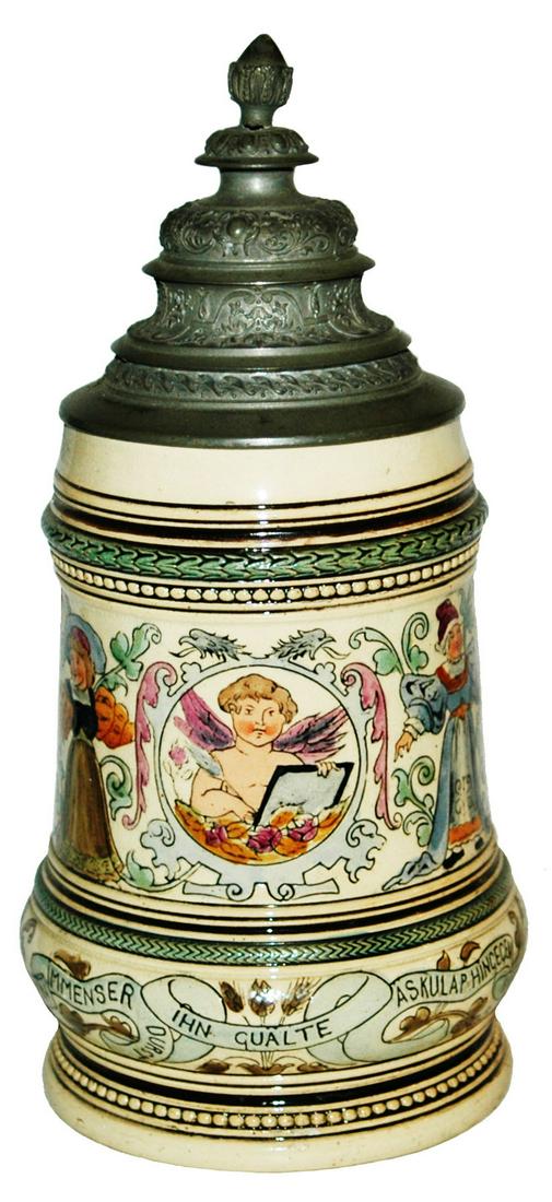 1L Children and Cherubs Stein w Fancy Pewter Lid (1 of 4)