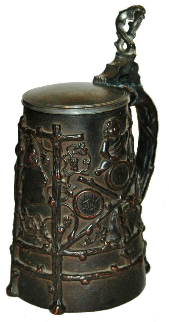 Terracotta  Relief Drinking Dwarfs Stein (1 of 2)