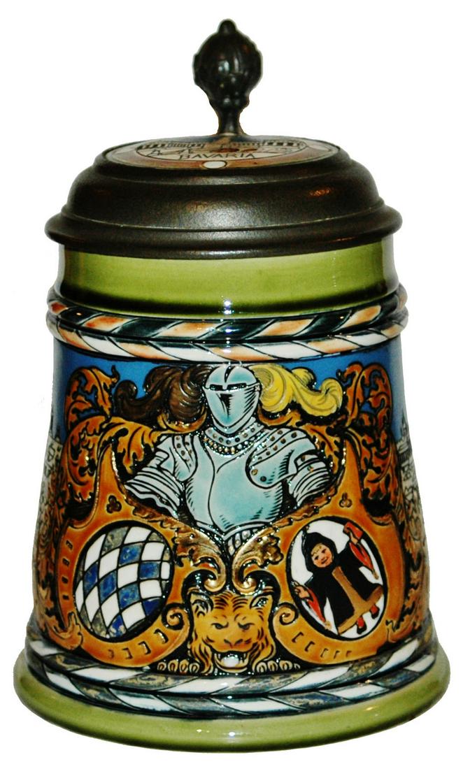 Mettlach Knight w Munich City Views Etched Stein (1 of 5)