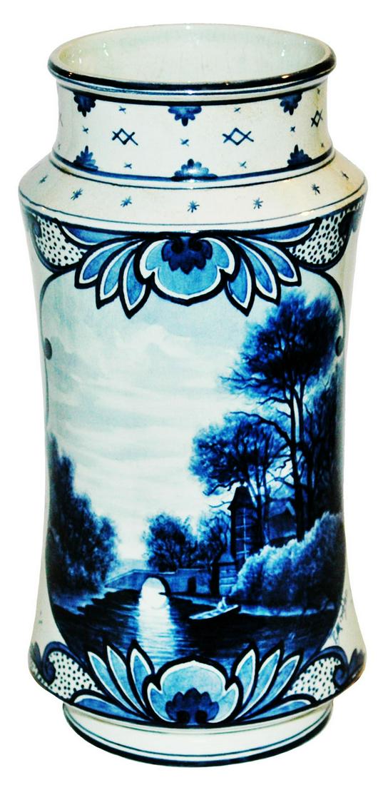 Uncommon Mettlach Bridge Over Stream Scene Vase (1 of 1)