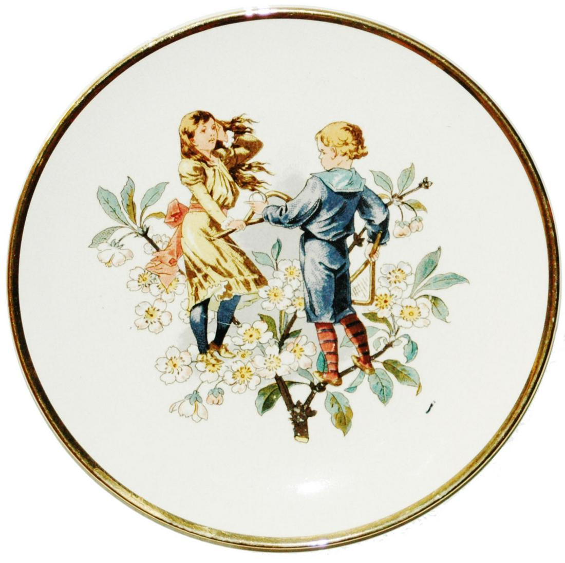 Uncommon Mettlach Couple & Floral 8" Plaque (1 of 1)