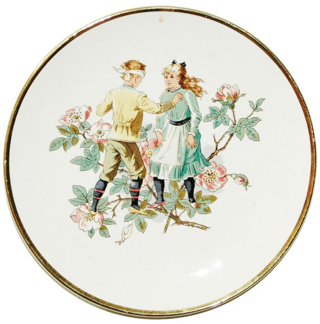 Uncommon Mettlach Couple & Floral 8" Plaque (1 of 1)