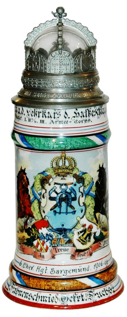 Regimental Chev Regt Stein w Crown Lid (1 of 6)