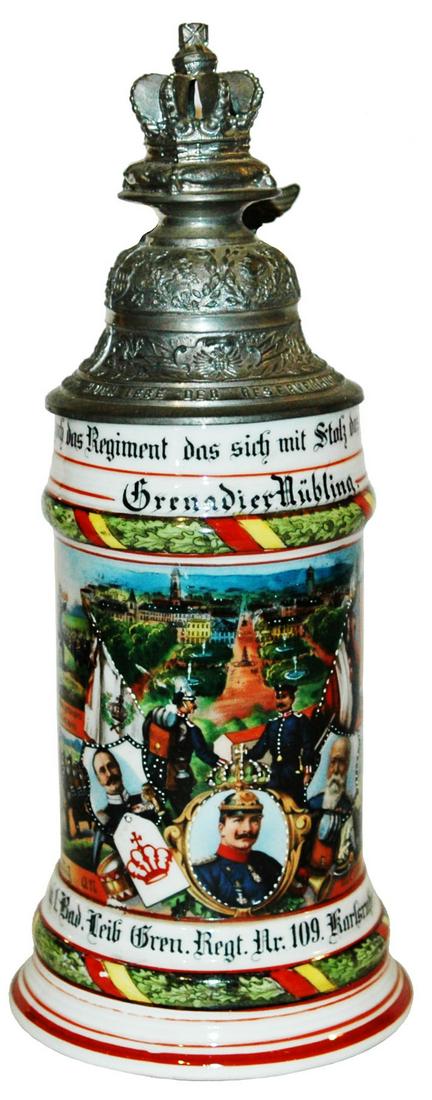 Regimental Leib Gren Nr 109  Stein Crown Finial (1 of 4)