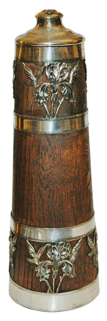 16" St Louis Silverplate & Wood Stein w Floral (1 of 2)