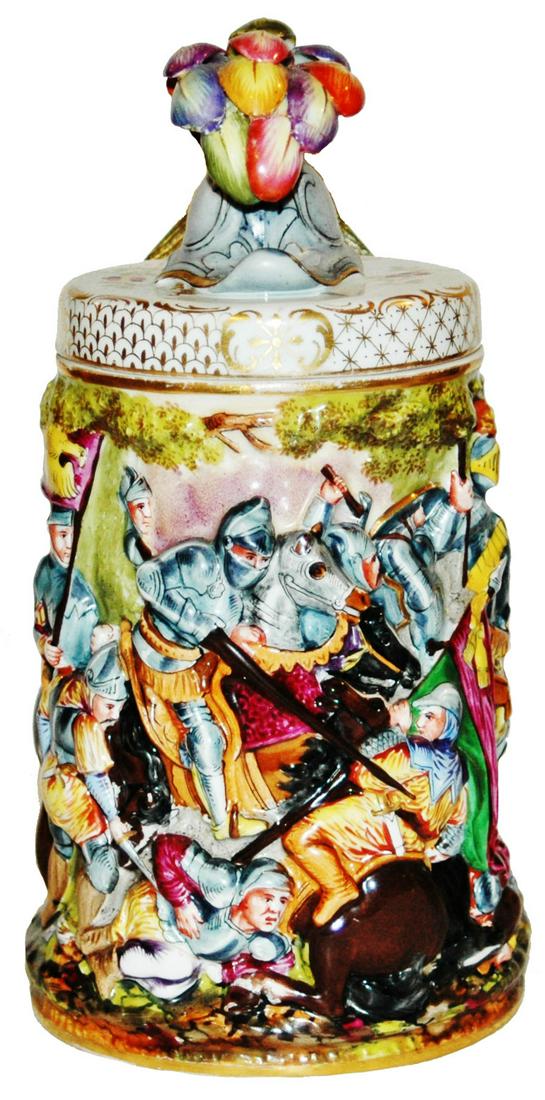1L Capo-di-Monte Detailed Knights Scene Stein (1 of 5)