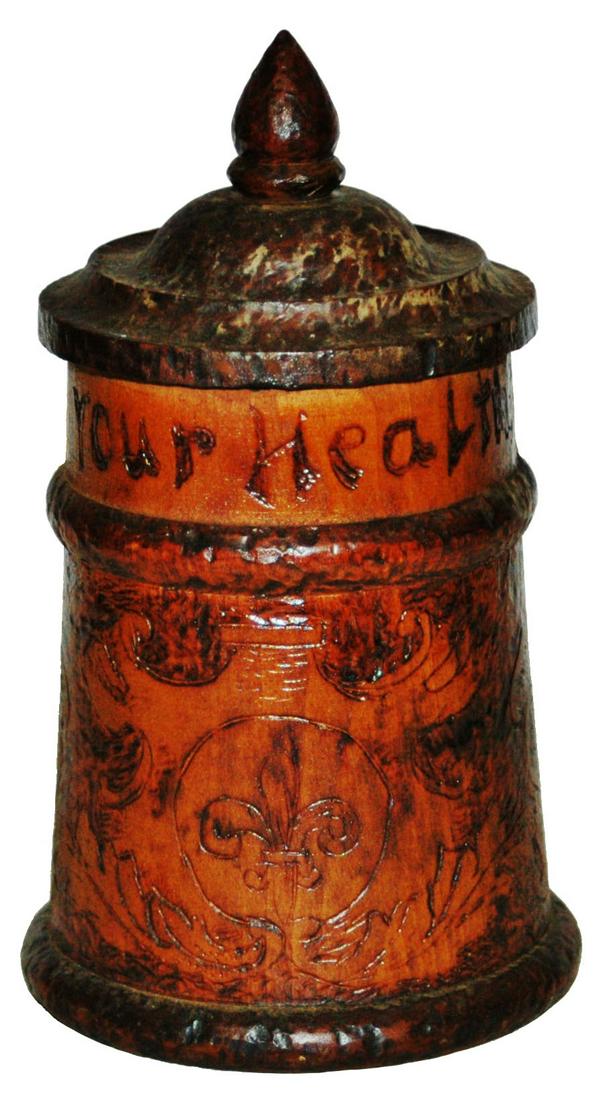 Lot of 3 Pyro or Painted Wood Steins (1 of 9)