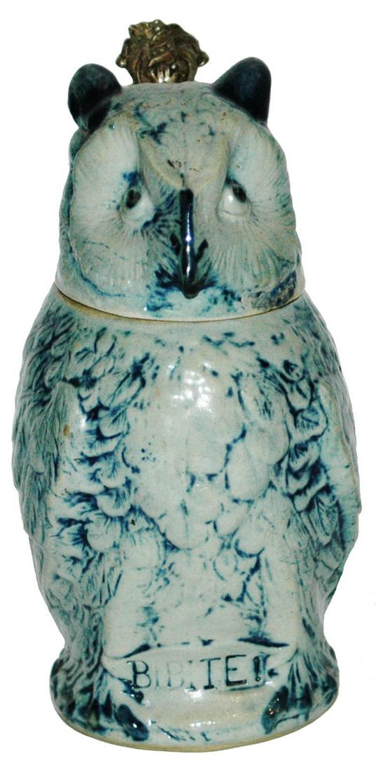 Rare 4/10L  Whites Utica Stoneware Owl Stein (1 of 4)