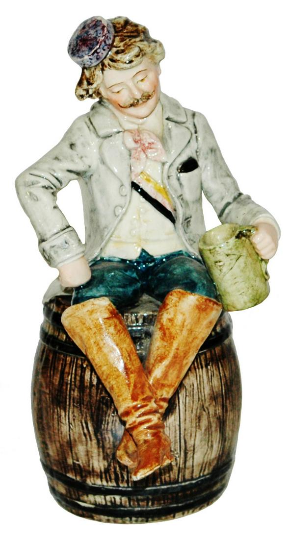 Majolica Fraternal Student on Barrel Bell Figure (1 of 4)