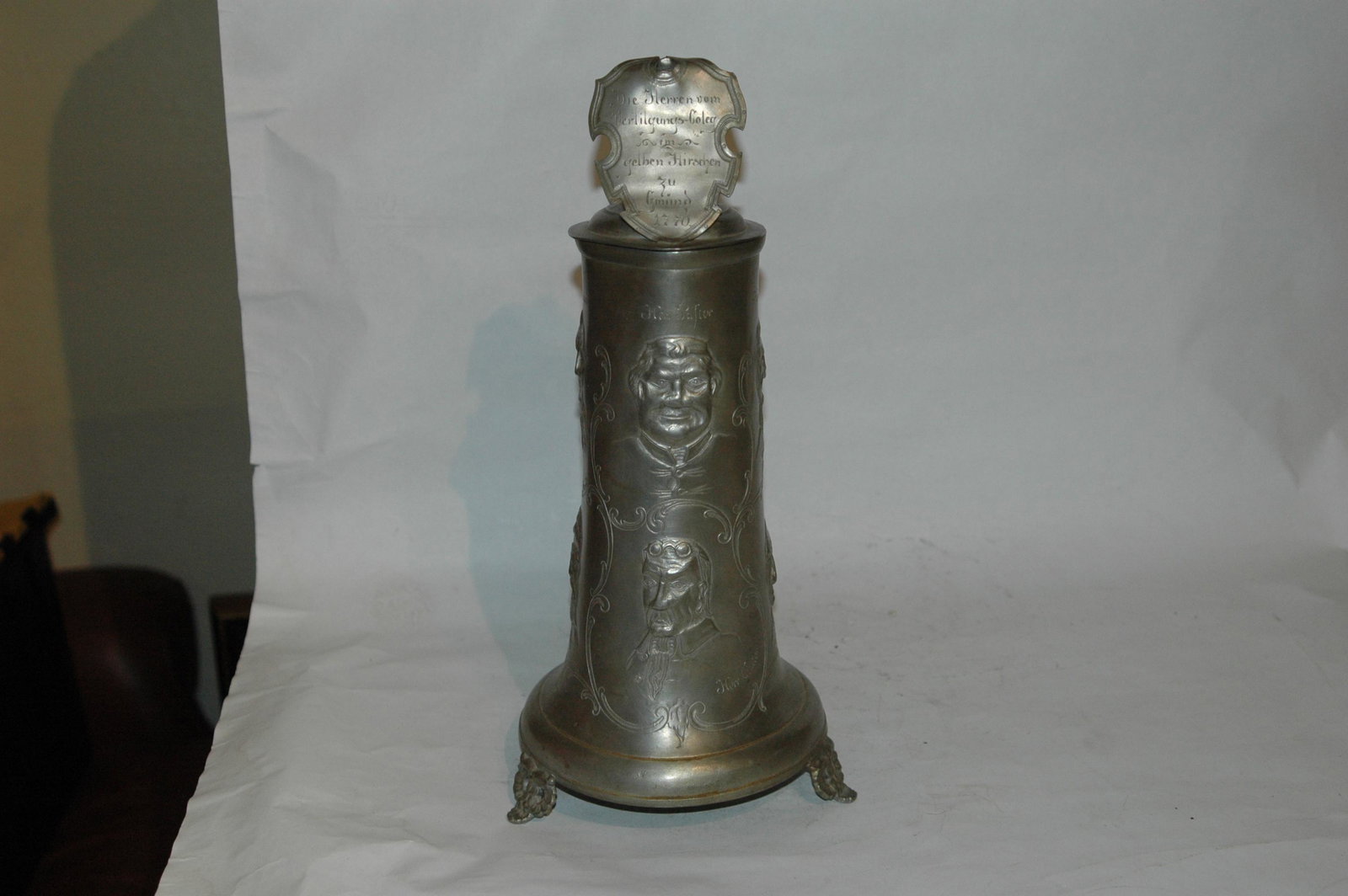 1-1/2L Pewter Footed Stein w Famous German Faces (1 of 4)
