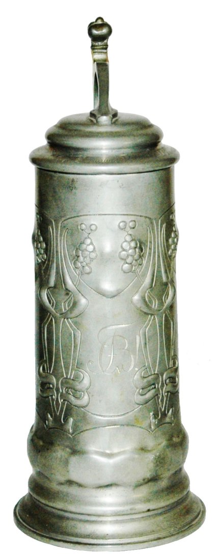 1L Art Nouveau Floral Pewter Relief  Stein (1 of 2)
