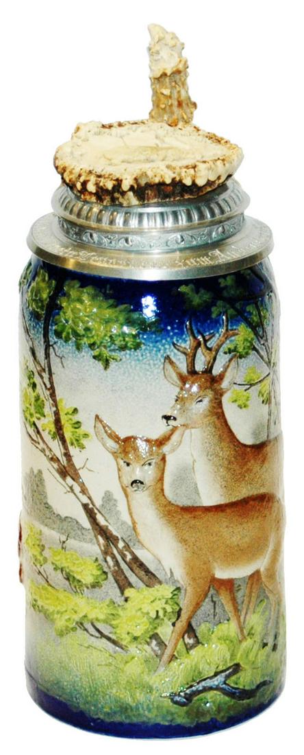 1L Sarreguemines Stags Stoneware Stein (1 of 5)