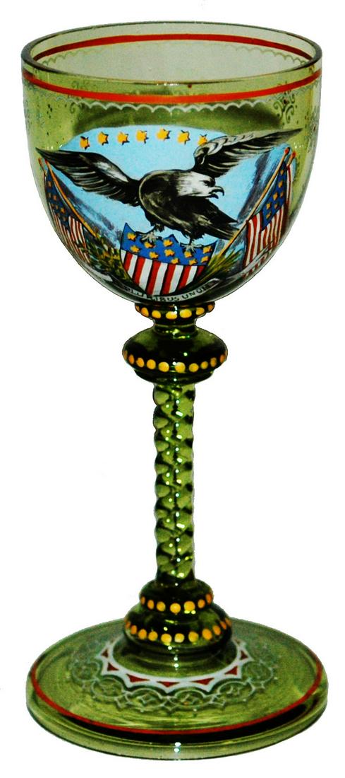 Egerman US Shield & Eagle Green Glass Goblet (1 of 2)