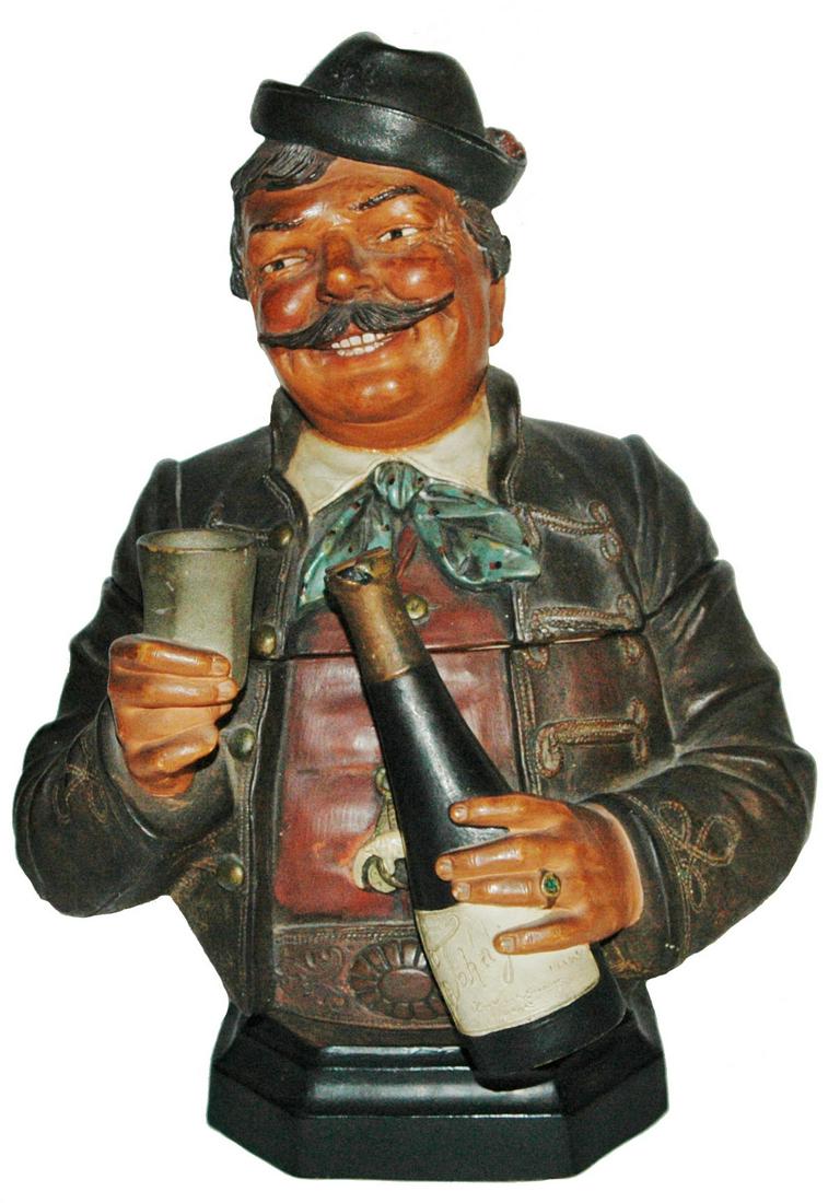 JM Terracotta Man w Champagne Bottle Tobacco Jar (1 of 3)