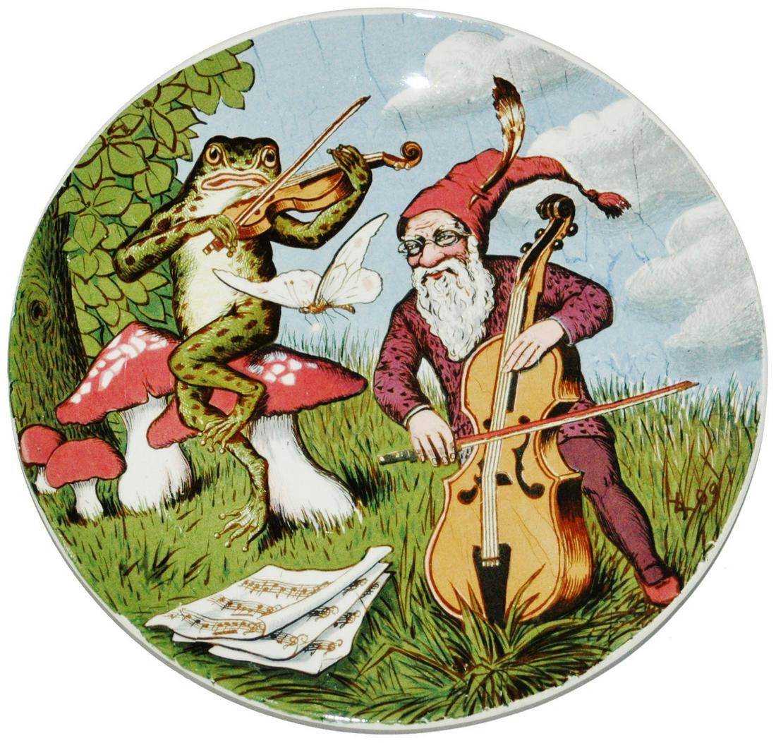 Mettlach Dwarf & Frog Musicians Plaque (1 of 1)