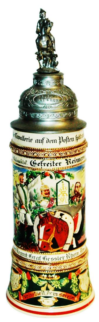 Regimental Kurasier Nr 8 Stein w Horse Finial (1 of 4)