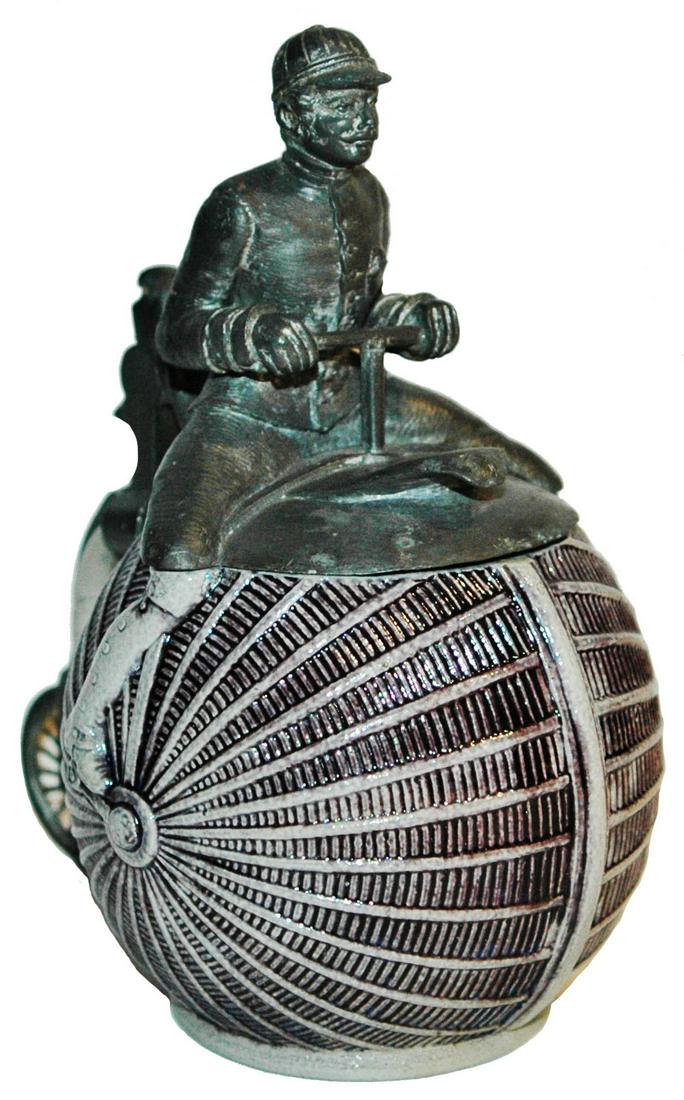 High Wheel Bike Rider w Great Figural Pewter Lid (1 of 4)