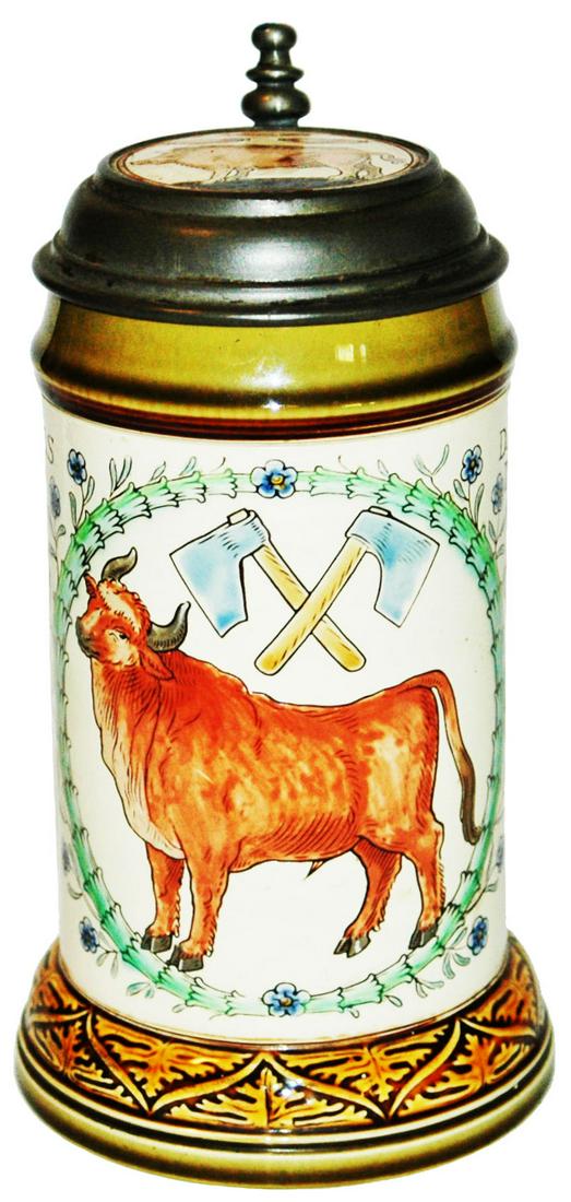 Mettlach Butcher Occupational Etched Stein (1 of 4)