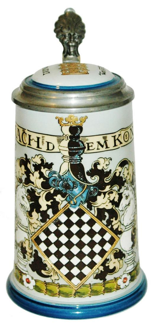 Mettlach Chess Board & Pieces Etched Stein (1 of 5)