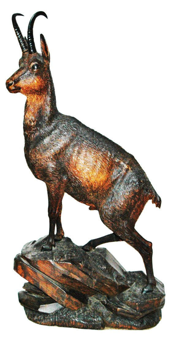 36" Detailed Carved Black Forest Chamois On Rocks (1 of 2)