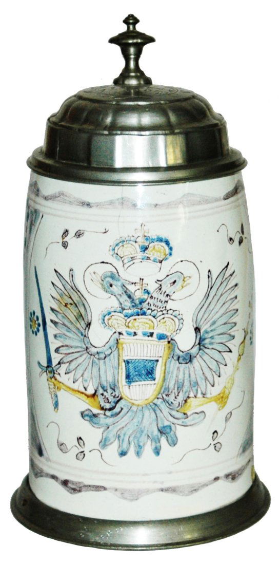 1L Salzburg 1804 Double Head Eagle Faience Stein (1 of 4)