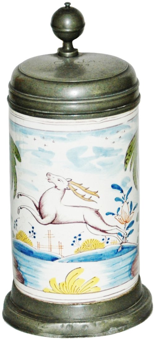 Thuringen Leaping Stag Faience Stein dated 1784 (1 of 4)