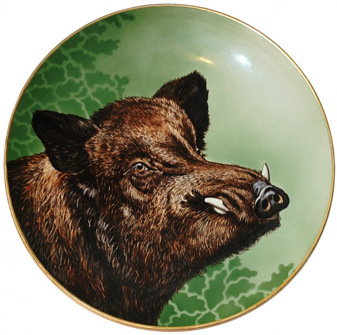 Mettlach #1044/9022 PUG 17 1/4" Plaque.: Great looking boar. Uncommon