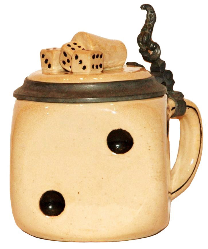 Character Stein 1/2L Pottery. Stein: Character Stein 1/2L Pottery. Die with dice on inlay lid.
