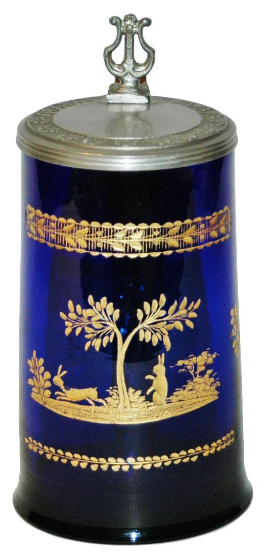 Gilded Wheel-Cut Rabbits Glass Stein c.1820 (1 of 4)