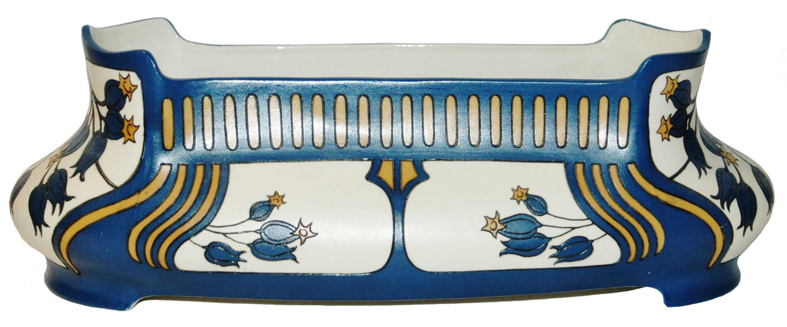 Mettlach Art Nouveau Floral Etched Wide Vase (1 of 3)