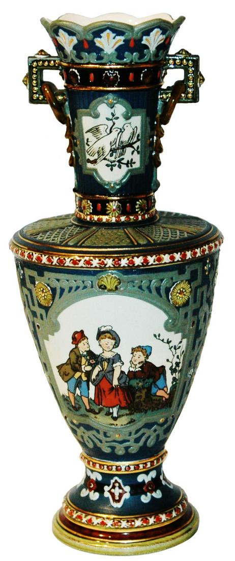 Mettlach 12" Children & Floral Etched Vase (1 of 4)