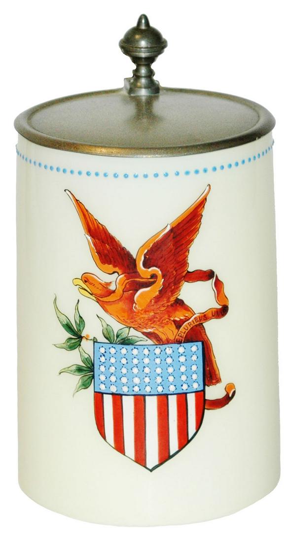Overlay Glass Stein w American Eagle & Shield 1896 (1 of 3)