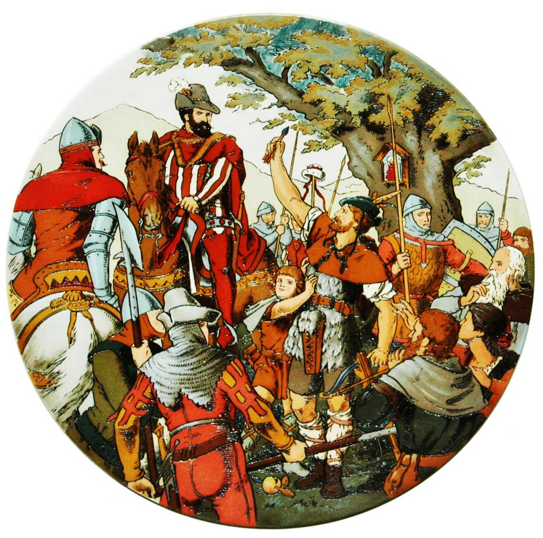 Mettlach William Tell Etched Plaque (1 of 1)