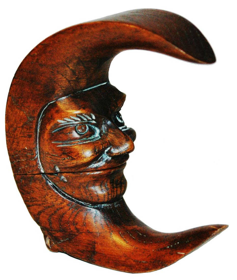 Carved Wood Crescent Moon Face Nutcracker (1 of 4)