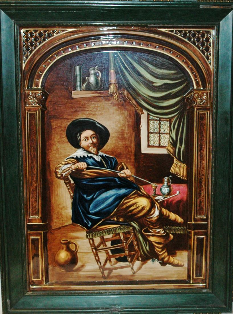 Rare Mettlach Framed Plaque Man w Sword (1 of 1)