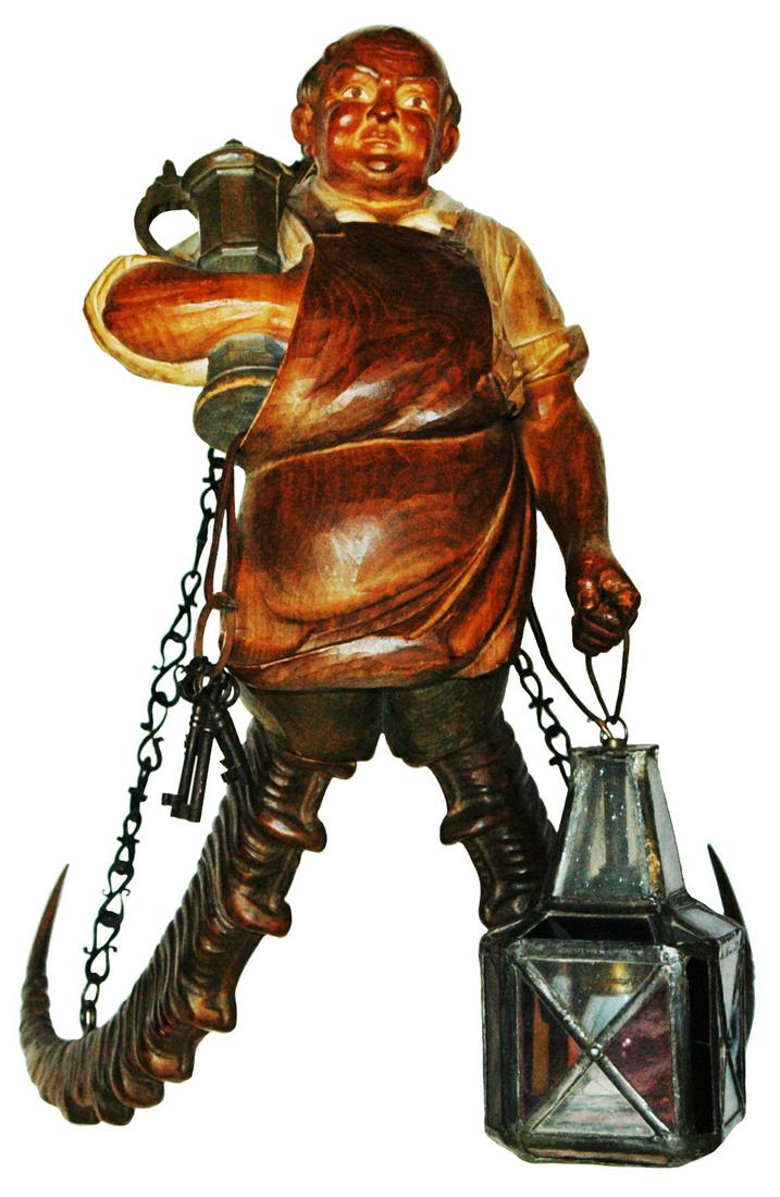 Carved Wood & Horn Electrified Lusterweibchen (1 of 5)