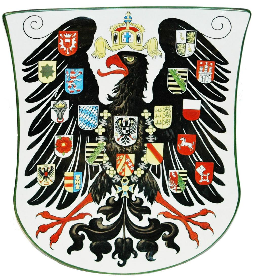 Mettlach Imperial Eagle & City Shields Plaque (1 of 1)