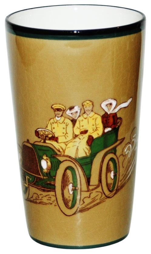 Villeroy & Boch Dresden Automobile Car Beaker: Villeroy & Boch Dresden PUG 1/4L Beaker. Group ride in early car. Mint.