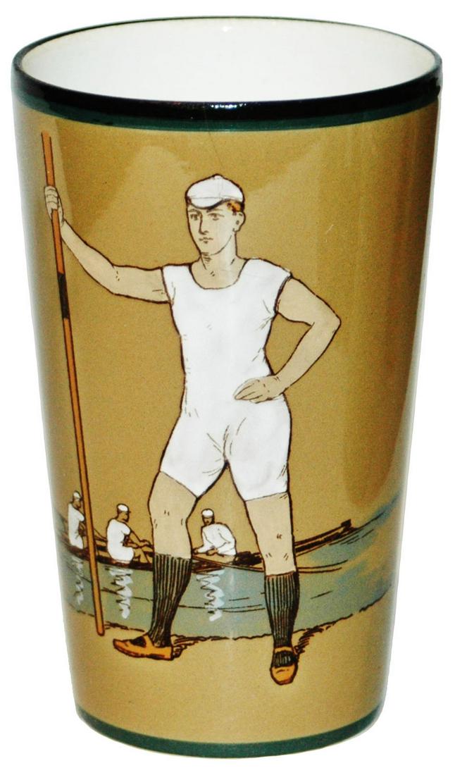 Villeroy & Boch Dresden Rowing Oarsman Beaker: Villeroy & Boch Dresden PUG 1/4L Beaker. Oarsman in rowing. Line.