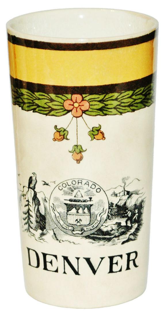 Mettlach Denver Colorado Seal Beaker: Mettlach #2327/1200 PUG 1/4L Beaker. Denver Colorado seal.