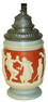 Mettlach Relief Dancers Stein w Fancy Pewter Lid