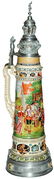 163: Monumental stein w Elaborate Pewter Lid & Finial