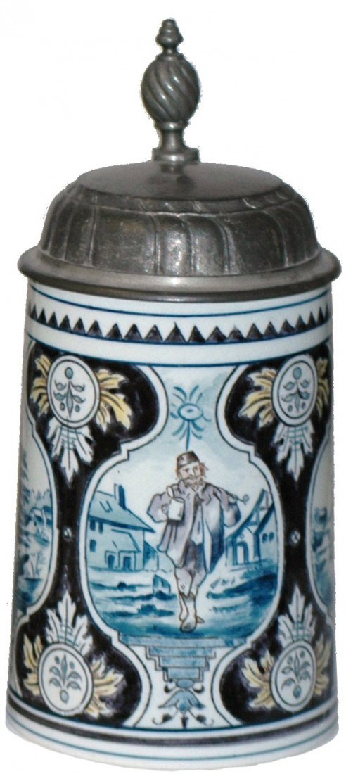 Mettlach Stein of Man with a Stein: Mettlach #5006 PUG ½ L. Man with stein and pipe.