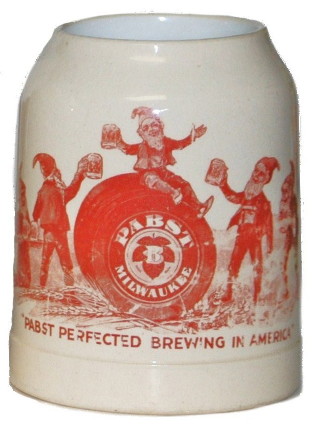 Pabst Brewery Dwarfs Mug: Pottery Theumler POG 3/10 L. "Pabst Milwaukee" Dwarfs