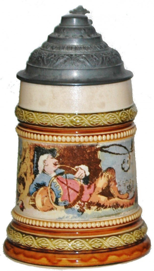 Schlitt Cavalier Mettlach Stein: Mettlach #2181/958 PUG ¼ L. Cavalier. Schlitt