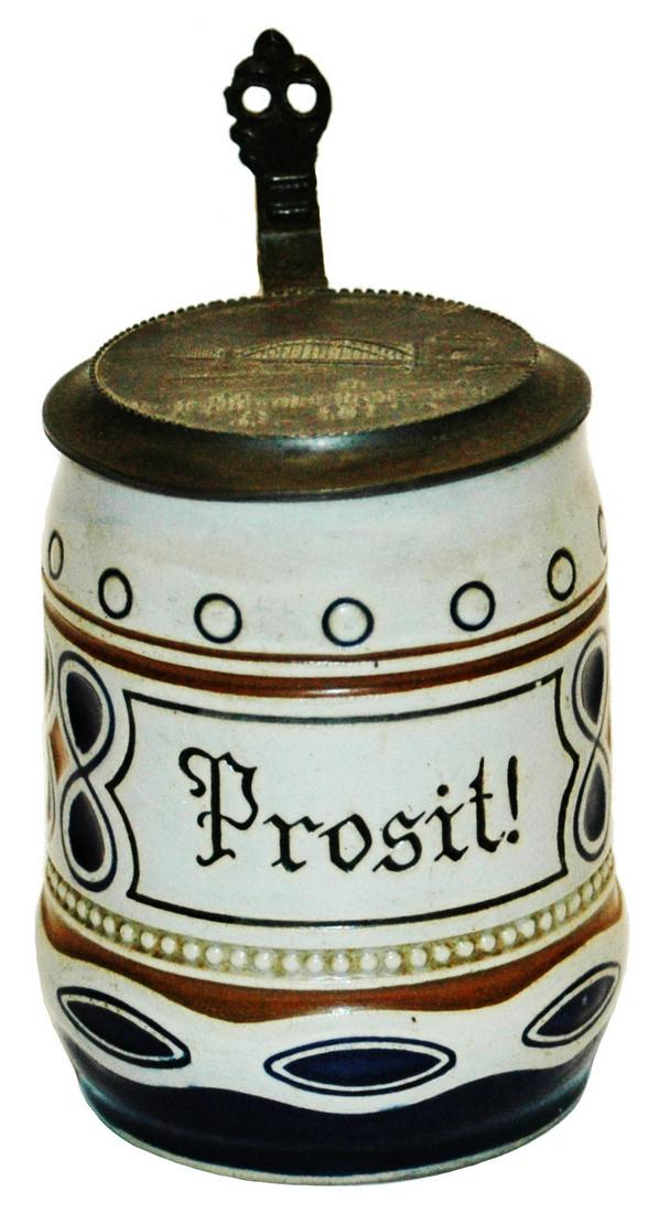 Art Nouveau & Prosit Relief Pewter Lid 1/8L Stein (1 of 3)