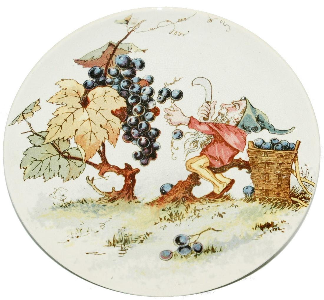 Mettlach Dwarf Picking Grapes 8" Plaque (1 of 2)