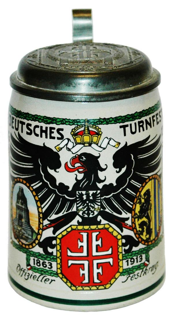 Franz Ringer Turnfest 4F Stoneware Stein 1913 (1 of 5)